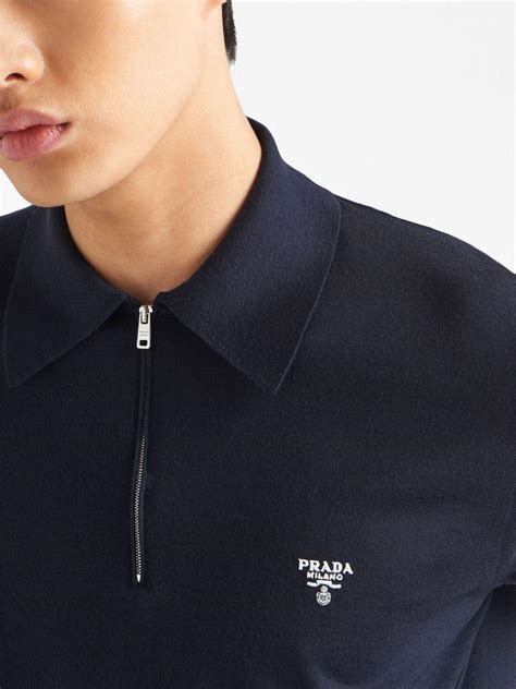 navy blue prada polo shirt|Navy Piqué Polo Shirt .